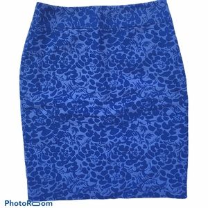 Ann Taylor LOFT Blue Floral Textured Pencil Skirt